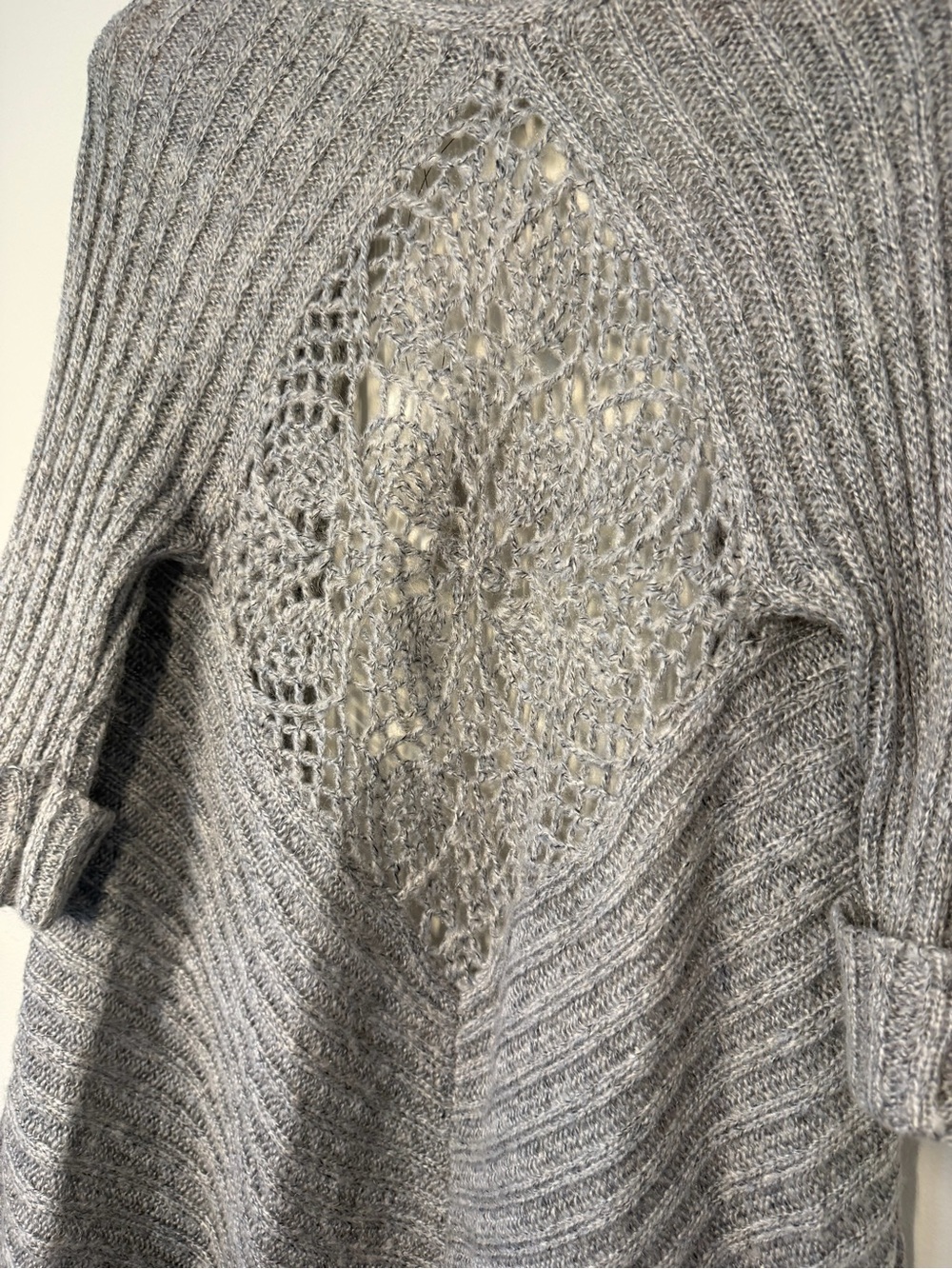 BCBGeneration Light Gray Open-Front Ribbed Knit Cardigan - Picture 4 of 7